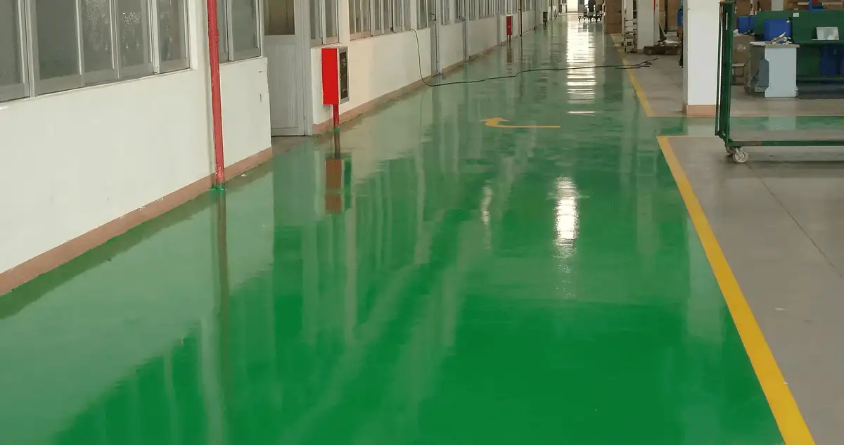 A factory floor professionally covered and marked with epoxy flooring in Louisville, KY