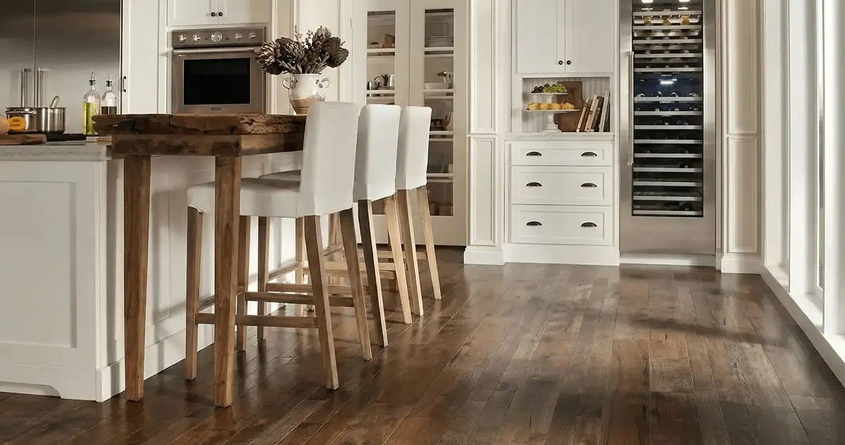 Professionally installed and refinished hardwood flooring in a residential home, showcasing smooth finish and natural wood tones in Louisville, KY