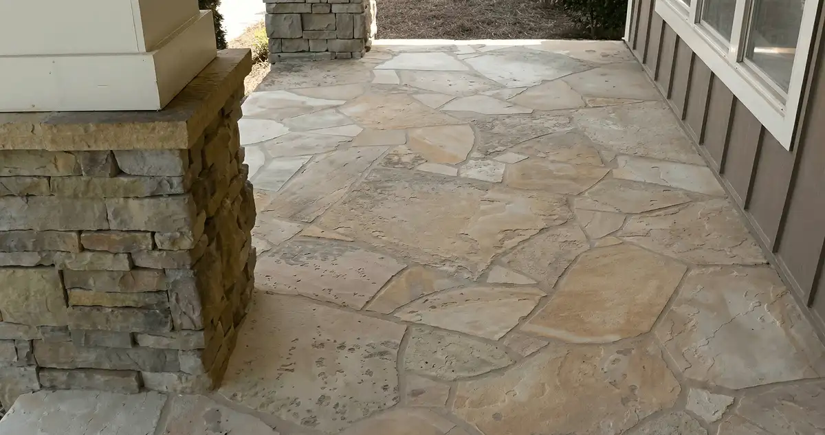 House entrance with professionally installed stone flooring in Louisville KY